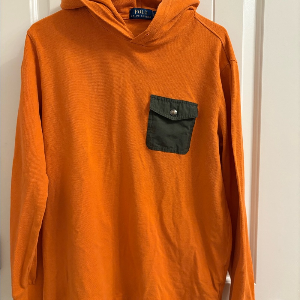 Ralph Lauren Vibrant Orange Polo Shirt Large with Hood